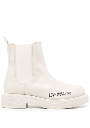 Love Moschino side logo-print detail boots - White