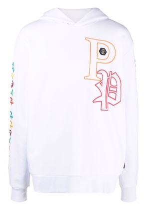 Philipp Plein Gothic Plein embroidered pullover hoodie - White