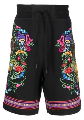 Versace Jeans Couture abstract-print cotton track shorts - Black