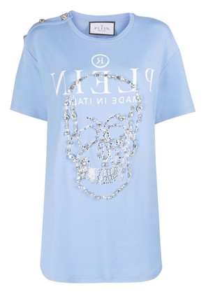 Philipp Plein crystal skull cotton T-shirt - Blue