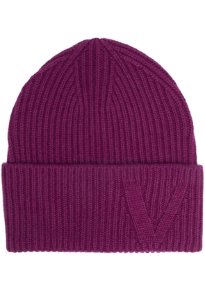 Versace logo-embroidered cashmere beanie - Purple