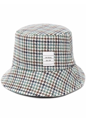 Thom Browne houndstooth name tag appliqué bucket hat - Green