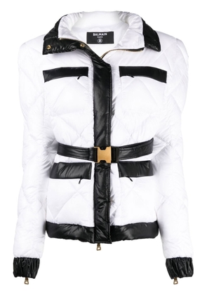 Balmain belted puffer jacket - White