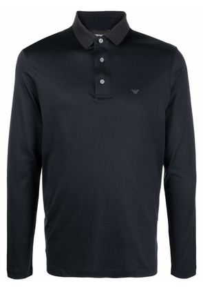 Emporio Armani logo-print long-sleeve polo shirt - Blue