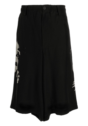 Yohji Yamamoto graphic-print midi skirt - Black
