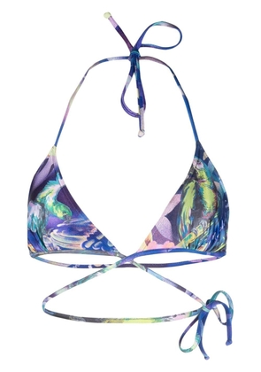 Moschino graphic-print triangle bikini top - Blue
