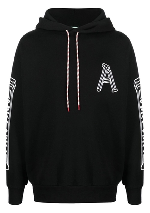Aries logo print hoodie - Black