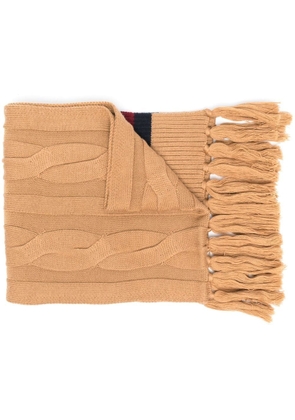 Tommy Hilfiger striped cable-knit scarf - Neutrals