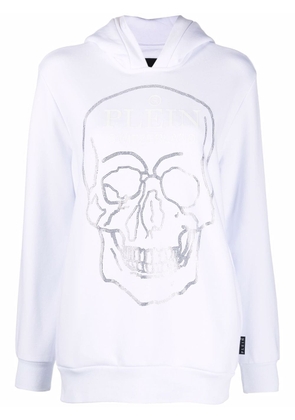 Philipp Plein Crystal Skull long-sleeve hoodie - White
