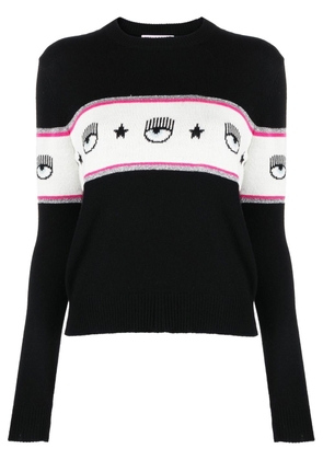 Chiara Ferragni logo-print long-sleeve jumper - Black