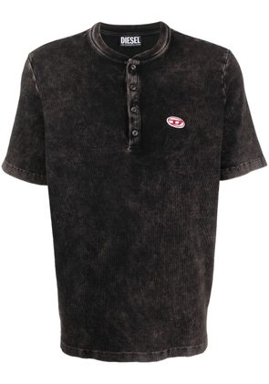 Diesel acid-washed shortsleeved henley shirt - Black