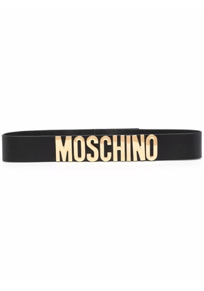 Moschino leather logo-lettering belt - Black