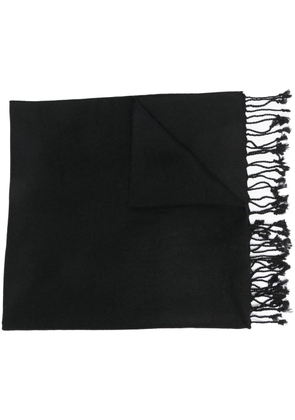 Versace Jeans Couture logo-patch fringed scarf - Black