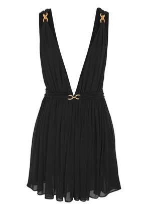 Saint Laurent embroidered pleated mini dress - Black