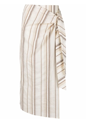 Brunello Cucinelli striped wrap skirt - Neutrals