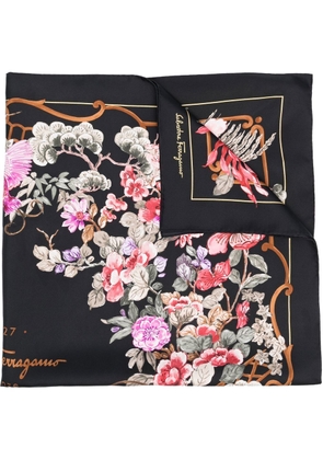 Ferragamo floral-print silk scarf - Black