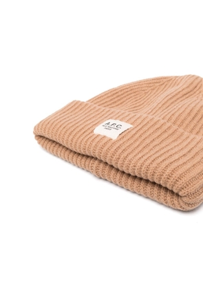 A.P.C. ribbed-knit beanie - Brown