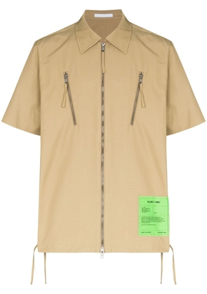 Helmut Lang logo-patch zip-fastening shirt - Neutrals