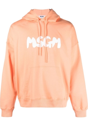 MSGM logo-print cotton hoodie - Orange