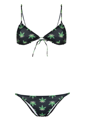 Natasha Zinko Cannabis print bikini - Black