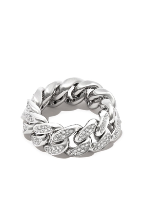 SHAY 18kt white gold diamond flat-link ring - Silver