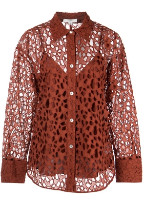 Vince lace-detail cotton blouse - Brown