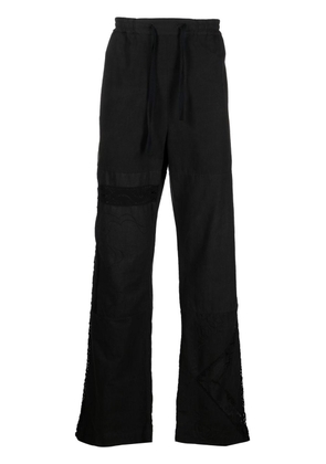Marine Serre lace-panel cotton trousers - Black