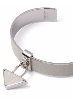 Prada triangle logo charm cuff bracelet - Silver