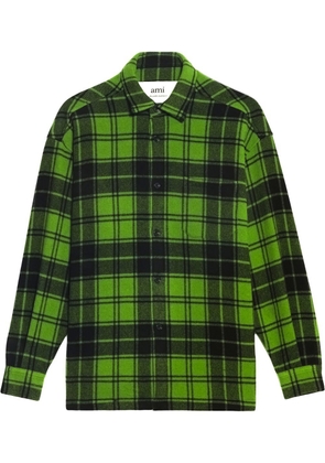AMI Paris logo-print plaid-patterned shirt - Green