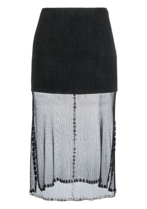 Prada crystal-embellished layered midi skirt - Grey