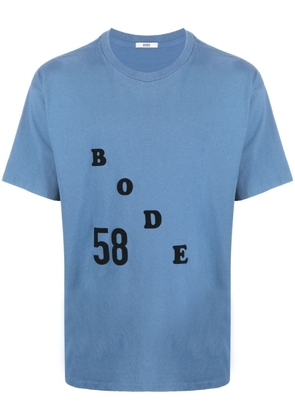 BODE flocked-logo cotton T-shirt - Blue