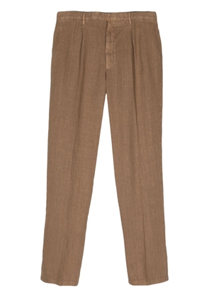 Boglioli mid-rise tapered linen trousers - Brown