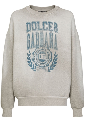Dolce & Gabbana logo-print crew neck jumper - Grey