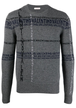 Valentino Garavani intarsia-knit logo cashmere jumper - Grey