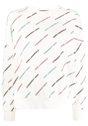 Karl Lagerfeld logo-print cotton jumper - White