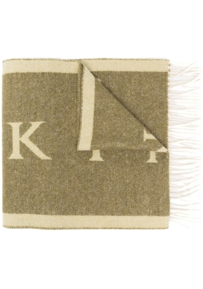 Mackintosh Edinburgh wool logo scarf - Green