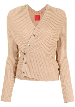 Cashmere In Love Inez ribbed-knit cropped cardigan - Brown