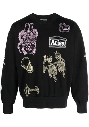 Aries chest logo-print detail sweatshirt - Black