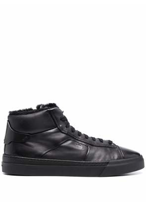 Santoni Lace-up high-top leather sneakers - Black