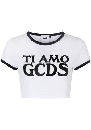 Gcds Ti Amo cropped T-shirt - White