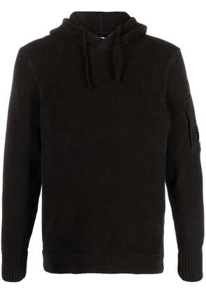 C.P. Company Lens-detail knitted hoodie - Black