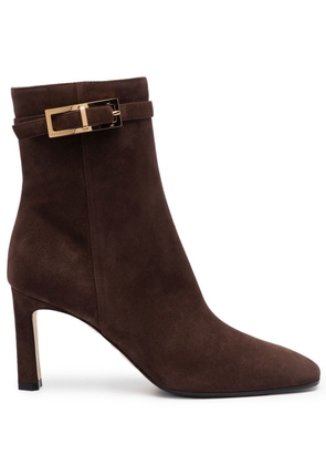 Sergio Rossi side-buckle suede boots - Brown