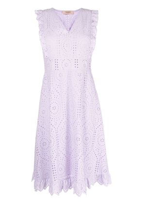 TWINSET embroidered ruffle-trim dress - Purple