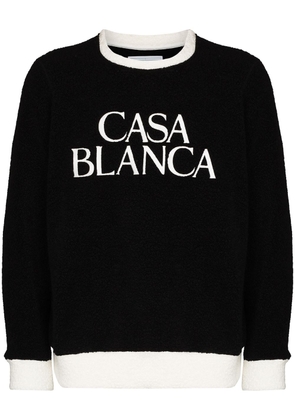 Casablanca embroidered logo terry cloth sweatshirt - Black