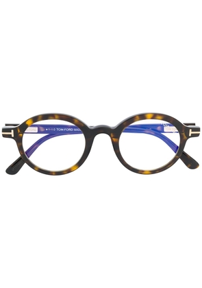 TOM FORD Eyewear round tortoiseshell-effect glasses - Brown