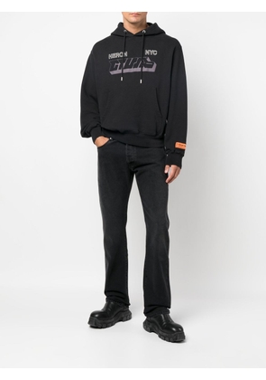 Heron Preston graphic-print jersey hoodie - Black