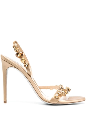 René Caovilla embellished 105mm slingback sandals - Gold