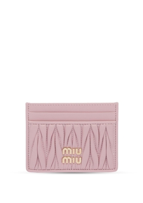 Miu Miu Matelassé nappa leather card holder - Pink
