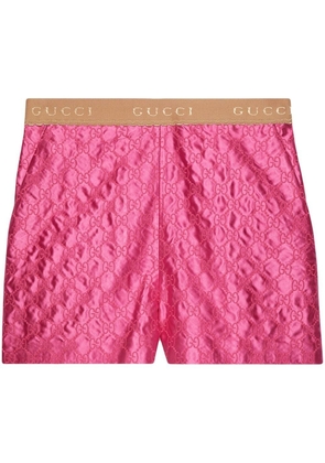 Gucci embroidered GG silk shorts - Pink