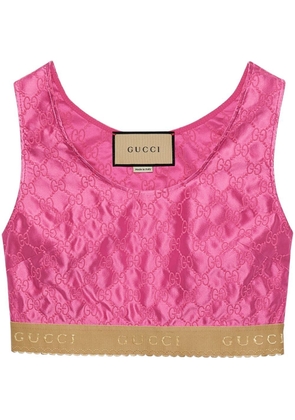 Gucci monogram-pattern cropped top - Pink